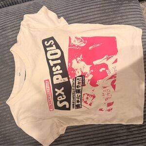 Sex Pistols Graphic Tee in Cream and Hot Pink